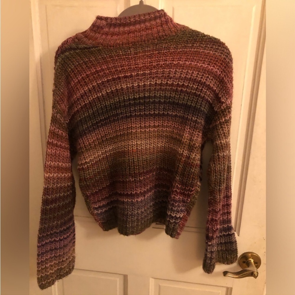 Ruby Moon Sweater Ribbed Knit Striped Cowl Neck - Picture 3 of 7